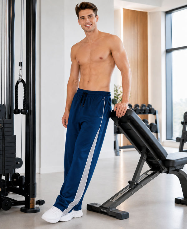 T.T. Men Premium Cotton Cut & Sew Track Pant |Straight Fit| Side Zipper Pocket|Ideal For Gym, Running, Lounge & Casual Wear Pack Of 2-Airforce,Grey Melange