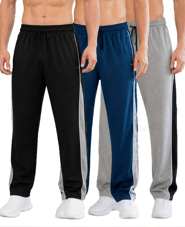 T.T. Men Premium Cotton Cut & Sew Track Pant |Straight Fit| Side Zipper Pocket|Ideal For Gym, Running, Lounge & Casual Wear Pack Of 3-Black,Airforce,Grey Melange
