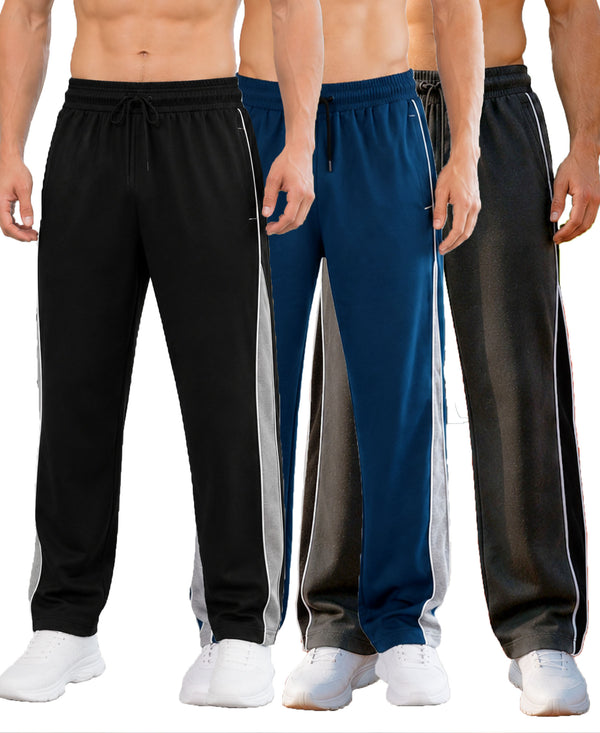 T.T. Men Premium Cotton Cut & Sew Track Pant |Straight Fit| Side Zipper Pocket|Ideal For Gym, Running, Lounge & Casual Wear Pack Of 3-Black,Airforce,Anthra