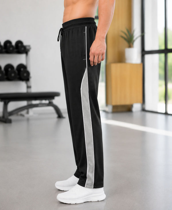 T.T. Men Premium Cotton Cut & Sew Track Pant |Straight Fit| Side Zipper Pocket|Ideal For Gym, Running, Lounge & Casual Wear -Black