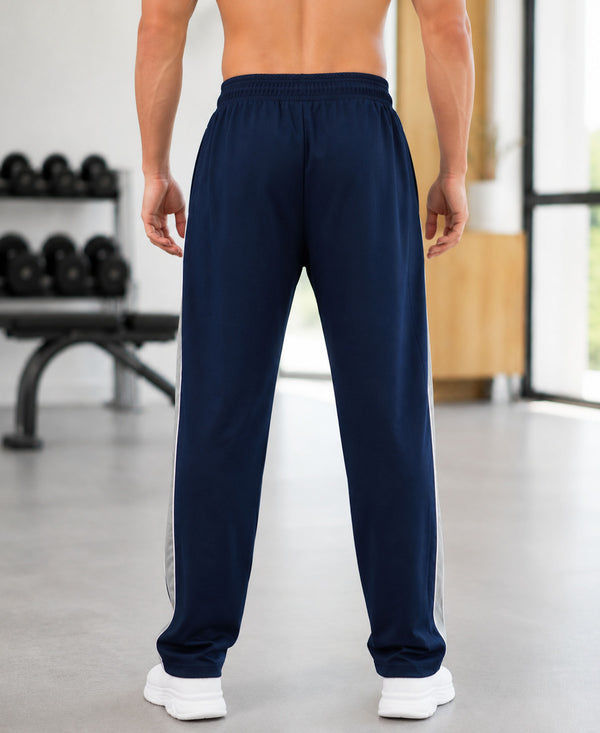 T.T. Men Premium Cotton Cut & Sew Track Pant |Straight Fit| Side Zipper Pocket|Ideal For Gym, Running, Lounge & Casual Wear -Navy