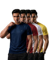 T.T. Men Dri-Fit Polyester Dot- Knit Fabric| Round Neck | Half Sleeve | Sweat-Wicking Gym & Active Wear Tees Pack Of 4 Navy,Maroon,White,Yellow