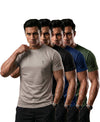T.T. Men Dri-Fit Polyester Dot- Knit Fabric| Round Neck | Half Sleeve | Sweat-Wicking Gym & Active Wear Tees Pack Of 4 Light Grey,Black,Navy,Olive