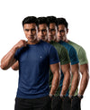 T.T. Men Dri-Fit Polyester Dot- Knit Fabric| Round Neck | Half Sleeve | Sweat-Wicking Gym & Active Wear Tees Pack Of 4 Blue,Olive,Teal,Light Green
