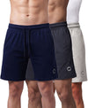 T.T. Men Regular Fit Cotton Bermuda Short With Rib Band | Side Pocket | Pack Of 3-Navy,Steel Grey,Grey Melange