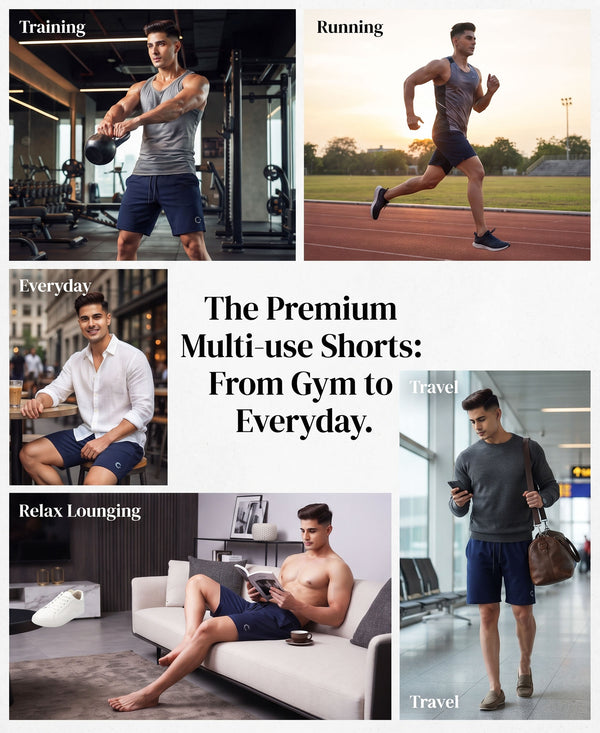 T.T. Men Regular Fit Cotton Bermuda Short With Rib Band | Side Pocket | Pack Of 3-Navy,Steel Grey,Grey Melange