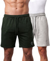 T.T. Men Regular Fit Cotton Bermuda Short With Rib Band | Side Pocket | Pack Of 2-Green,Grey Melange