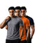 T.T. Men Dri-Fit Polyester Dot- Knit Fabric| Round Neck | Half Sleeve | Sweat-Wicking Gym & Active Wear Tees Pack Of 3 Steel Grey,Orange,Navy
