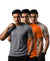 T.T. Men Dri-Fit Polyester Dot- Knit Fabric| Round Neck | Half Sleeve | Sweat-Wicking Gym & Active Wear Tees Pack Of 3 Steel Grey,Orange,Light Grey