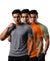 T.T. Men Dri-Fit Polyester Dot- Knit Fabric| Round Neck | Half Sleeve | Sweat-Wicking Gym & Active Wear Tees Pack Of 3 Steel Grey,Orange,Light Green
