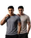 T.T. Men Dri-Fit Polyester Dot- Knit Fabric| Round Neck | Half Sleeve | Sweat-Wicking Gym & Active Wear Tees Pack Of 2 Steel Grey,Light Grey
