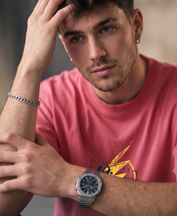 T.T. Men|Oversized Printed T-Shirt|Round Neck|Soft Breathable Cotton Fabric | Street , Casual & Outdoor Wear Tees|Rise Print|Pink