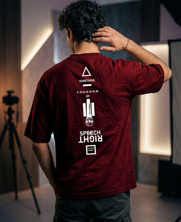 T.T. Men|Oversized Printed T-Shirt|Round Neck|Soft Breathable Cotton Fabric | Street , Casual & Outdoor Wear Tees|Rise Print|Maroon