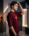 T.T. Men|Oversized Printed T-Shirt|Round Neck|Soft Breathable Cotton Fabric | Street , Casual & Outdoor Wear Tees|Rise Print|Maroon