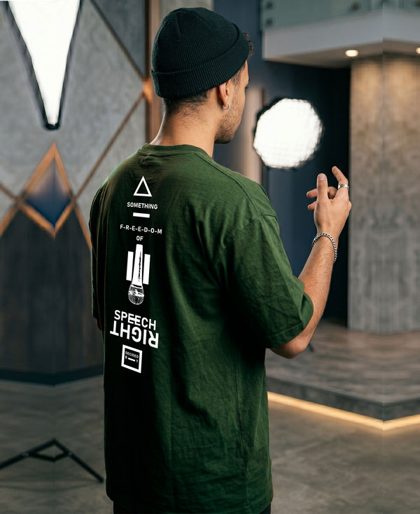 T.T. Men|Oversized Printed T-Shirt|Round Neck|Soft Breathable Cotton Fabric | Street , Casual & Outdoor Wear Tees|Rise Print|Green