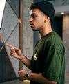 T.T. Men|Oversized Printed T-Shirt|Round Neck|Soft Breathable Cotton Fabric | Street , Casual & Outdoor Wear Tees|Rise Print|Green