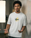 T.T. Men|Oversized Printed T-Shirt|Round Neck|Soft Breathable Cotton Fabric | Street , Casual & Outdoor Wear Tees|Rise Print|Grey Melange