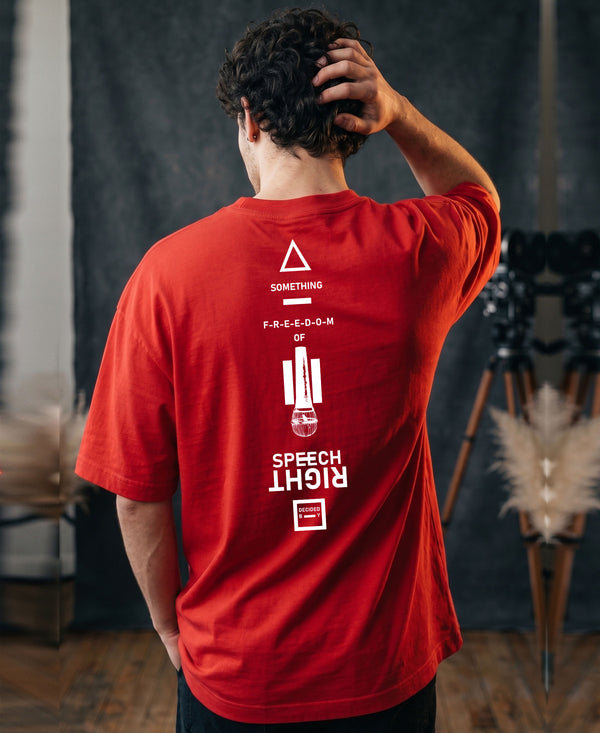 T.T. Men|Oversized Printed T-Shirt|Round Neck|Soft Breathable Cotton Fabric | Street , Casual & Outdoor Wear Tees|Rise Print|Red