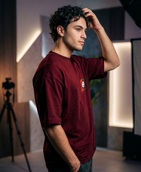 T.T. Men|Oversized Printed T-Shirt|Round Neck|Soft Breathable Cotton Fabric | Street , Casual & Outdoor Wear Tees|Change Print|Maroon