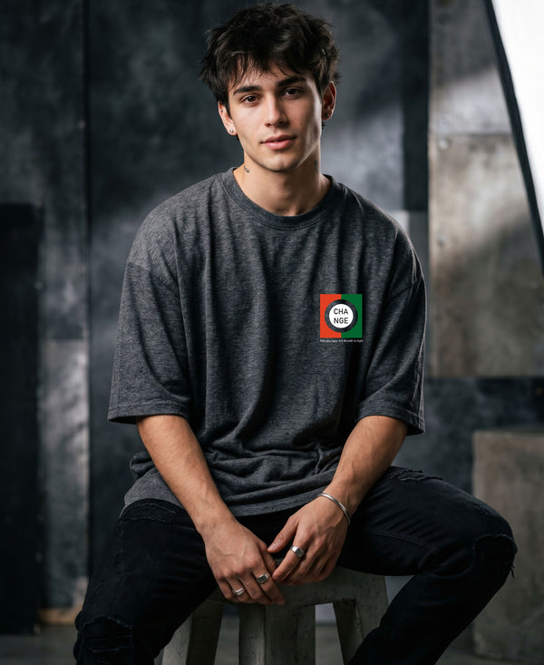 T.T. Men|Oversized Printed T-Shirt|Round Neck|Soft Breathable Cotton Fabric | Street , Casual & Outdoor Wear Tees|Change Print|Anthra Melange