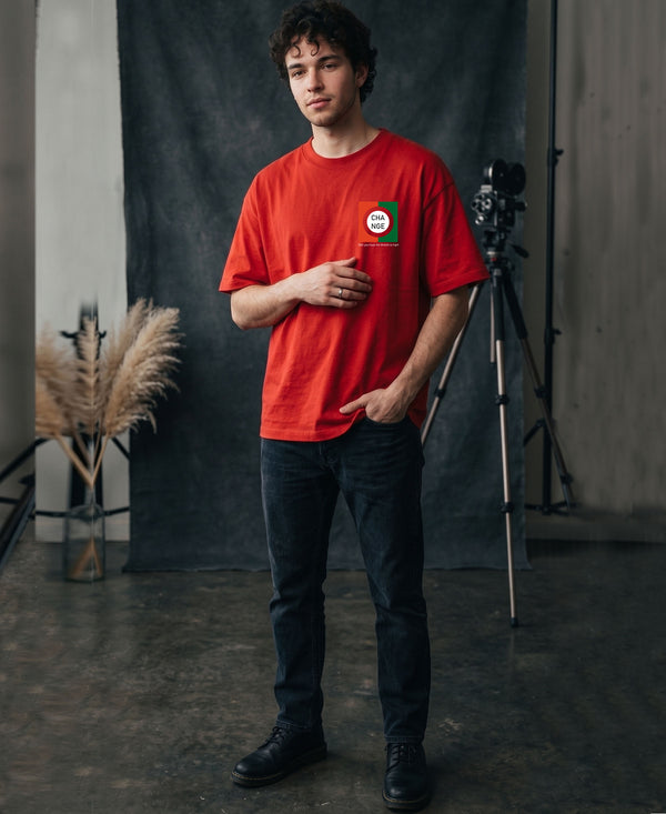 T.T. Men|Oversized Printed T-Shirt|Round Neck|Soft Breathable Cotton Fabric | Street , Casual & Outdoor Wear Tees|Change Print|Red