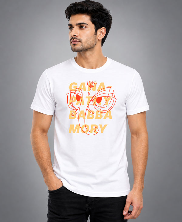 T.T. Men Devotional Ganesh Graphic Printed| Half Sleeves | Cotton Blended T-Shirts For Men | Regular Fit | Perfect for Ganesh Chaturthi (Non-Returnable | Non-Exchangeable Item)