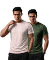 T.T. Men Dri-Fit Polyester Dot- Knit Fabric| Round Neck | Half Sleeve | Sweat-Wicking Gym & Active Wear Tees Pack Of 2 Movie-Olive