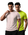 T.T. Men Dri-Fit Polyester Dot- Knit Fabric| Round Neck | Half Sleeve | Sweat-Wicking Gym & Active Wear Tees Pack Of 2 Movie-Neon Green