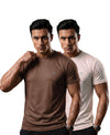 T.T. Men Dri-Fit Polyester Dot- Knit Fabric| Round Neck | Half Sleeve | Sweat-Wicking Gym & Active Wear Tees Pack Of 2 Brown,Movie