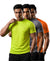 T.T. Men Dri-Fit Polyester Dot- Knit Fabric| Round Neck | Half Sleeve | Sweat-Wicking Gym & Active Wear Tees Pack Of 3 Neon Green.Steel Grey,Orange