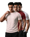 T.T. Men Dri-Fit Polyester Dot- Knit Fabric| Round Neck | Half Sleeve | Sweat-Wicking Gym & Active Wear Tees Pack Of 3 Movie,Maroon,White