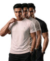 T.T. Men Dri-Fit Polyester Dot- Knit Fabric| Round Neck | Half Sleeve | Sweat-Wicking Gym & Active Wear Tees Pack Of 3 Movie,Light Grey,Black