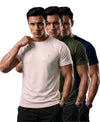 T.T. Men Dri-Fit Polyester Dot- Knit Fabric| Round Neck | Half Sleeve | Sweat-Wicking Gym & Active Wear Tees Pack Of 3 Movie,Dark Green,Navy