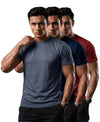 T.T. Men Dri-Fit Polyester Dot- Knit Fabric| Round Neck | Half Sleeve | Sweat-Wicking Gym & Active Wear Tees Pack Of 3 Dark Grey,Navy,Maroon