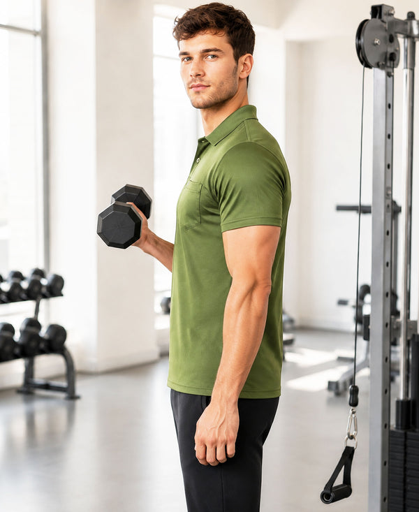 Hiflyers Men|Regular Fit|Dri-Fit|Pique Polo Half Sleeve T-Shirt For Men|Polo For Men|Green