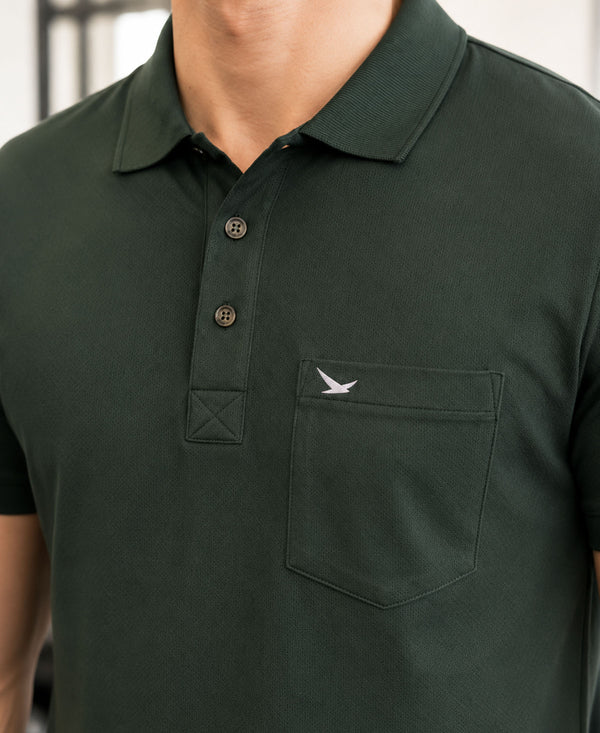 Hiflyers Men|Regular Fit|Dri-Fit|Pique Polo Half Sleeve T-Shirt For Men|Polo For Men|Dark Green