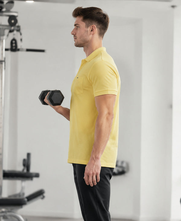 Hiflyers Men|Regular Fit|Dri-Fit|Pique Polo Half Sleeve T-Shirt For Men|Polo For Men|Yellow