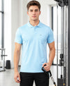 Hiflyers Men|Regular Fit|Dri-Fit|Pique Polo Half Sleeve T-Shirt For Men|Polo For Men|Sky Blue