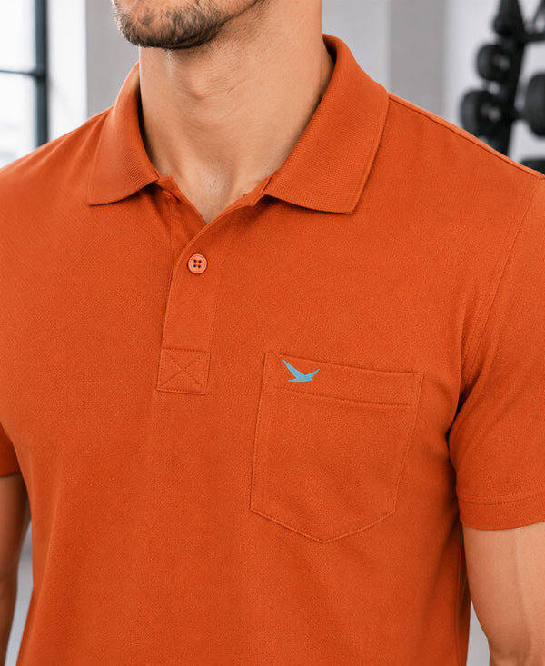 Hiflyers Men|Regular Fit|Dri-Fit|Pique Polo Half Sleeve T-Shirt For Men|Polo For Men|Orange