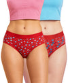 T.T. Women|Cotton|Mid-Rise|Full Coverage Desire Printed Briefs For Daily Wear|Soft Breathable Comfortable Panty|Pack Of 2|Red,Red