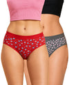 T.T. Women|Cotton|Mid-Rise|Full Coverage Desire Printed Briefs For Daily Wear|Soft Breathable Comfortable Panty|Pack Of 2|Red,Grey