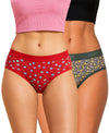 T.T. Women|Cotton|Mid-Rise|Full Coverage Desire Printed Briefs For Daily Wear|Soft Breathable Comfortable Panty|Pack Of 2|Red,Green