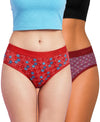 T.T. Women|Cotton|Mid-Rise|Full Coverage Desire Printed Briefs For Daily Wear|Soft Breathable Comfortable Panty|Pack Of 2|Red,Red
