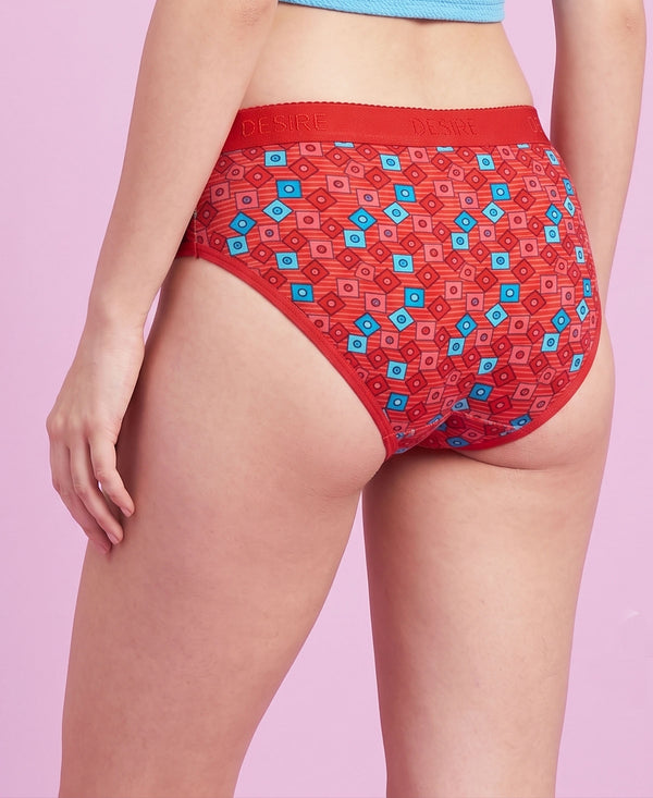 T.T. Women|Cotton|Mid-Rise|Full Coverage Desire Printed Briefs For Daily Wear|Soft Breathable Comfortable Panty|Pack Of 2|Pink,Red