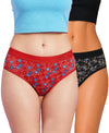 T.T. Women|Cotton|Mid-Rise|Full Coverage Desire Printed Briefs For Daily Wear|Soft Breathable Comfortable Panty|Pack Of 2|Red,Black