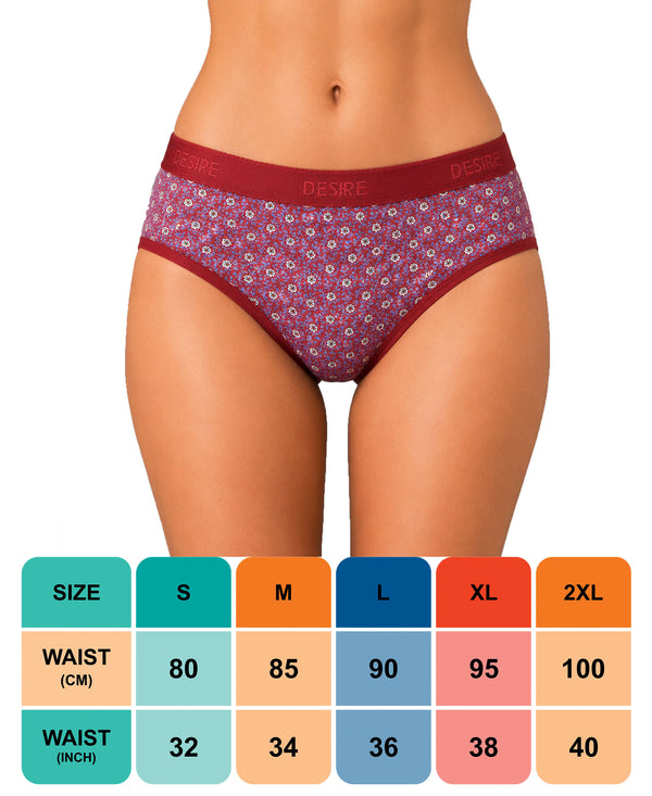 T.T. Women|Cotton|Mid-Rise|Full Coverage Desire Printed Briefs For Daily Wear|Soft Breathable Comfortable Panty|Pack Of 2|Red,Grey