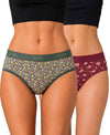 T.T. Women|Cotton|Mid-Rise|Full Coverage Desire Printed Briefs For Daily Wear|Soft Breathable Comfortable Panty|Pack Of 2|Green,Maroon