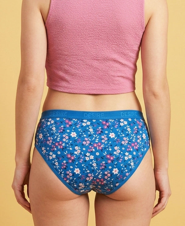 T.T. Women|Cotton|Mid-Rise|Full Coverage Desire Printed Briefs For Daily Wear|Soft Breathable Comfortable Panty|Pack Of 2|Blue,Maroon
