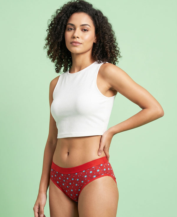 T.T. Women|Cotton|Mid-Rise|Full Coverage Desire Printed Briefs For Daily Wear|Soft Breathable Comfortable Panty|Pack Of 3|Blue,Red,Red