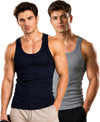 T.T. Men|Desire Premium Gym Vest|Pure Cotton|Rib Fabric|Moisture-Wicking, Breathable & Stretchable Sleeveless Undershirt| Ideal For Gym, Sports & Daily Wear|Pack Of 2|Navy,Grey Melange